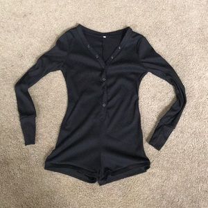 Black Long Sleeve Button Up Romper